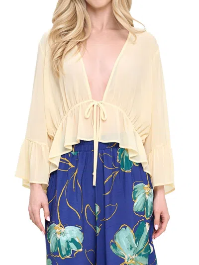 Renee C Women's Sheer Bell Sleeve Blouse In Lemon