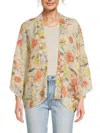 Renee C Women's Sheer Floral Kimono In Blush