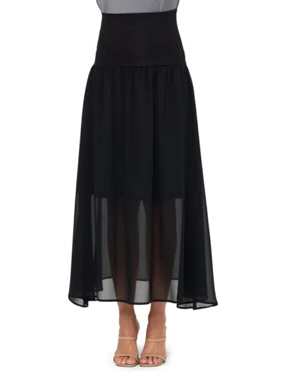 Renee C Women's Sheer High-waist Maxi Skirt
