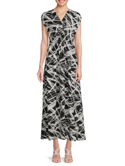 Renee C Women's Shirred A Line Maxi Dress In Black