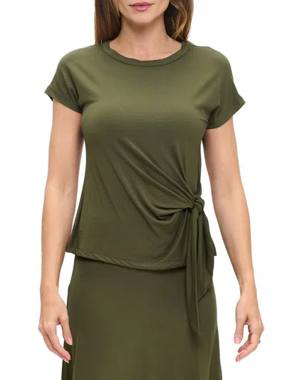 Renee C Women's Side Knot Solid Top In Olive