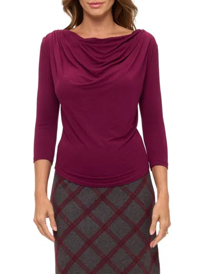 Renee C Women's Side-ruched Draped Cowl Top In Purple