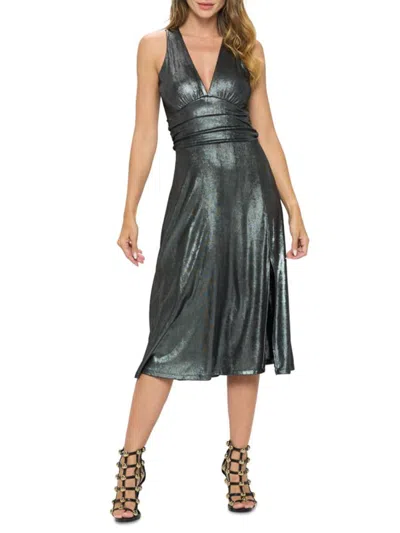 Renee C Women's Side Slit Dress In Black Silver