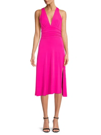 Renee C Women's Side Slit Dress In Fuchsia