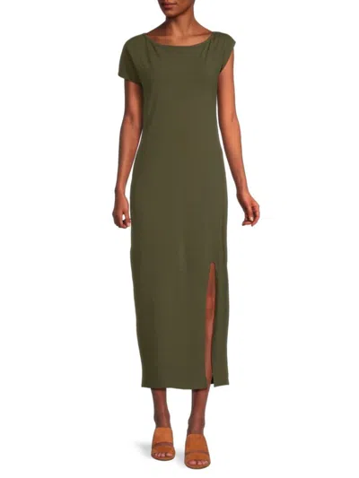 Renee C Women's Side Slit Maxi Dress In Olive