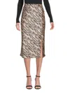 Renee C Women's Side Slit Satin Midi Skirt In Taupe Black