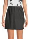 Renee C Women's Side Slit Tencel Mini Skirt In Black