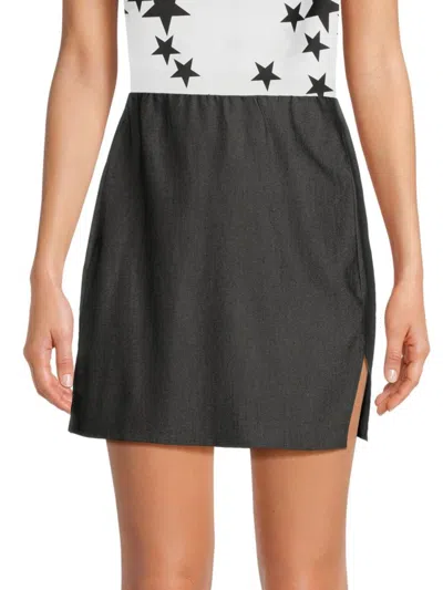 Renee C Women's Side Slit Tencel Mini Skirt In Black
