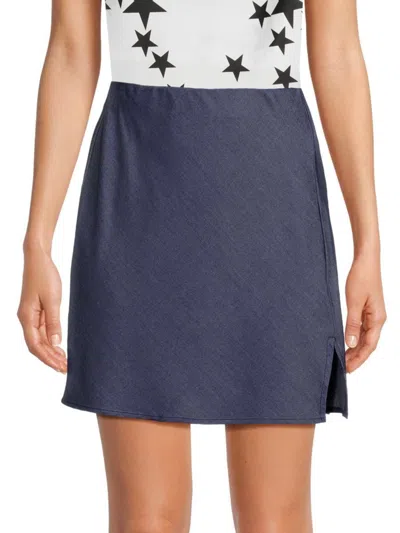 Renee C Women's Side Slit Tencel Mini Skirt In Navy