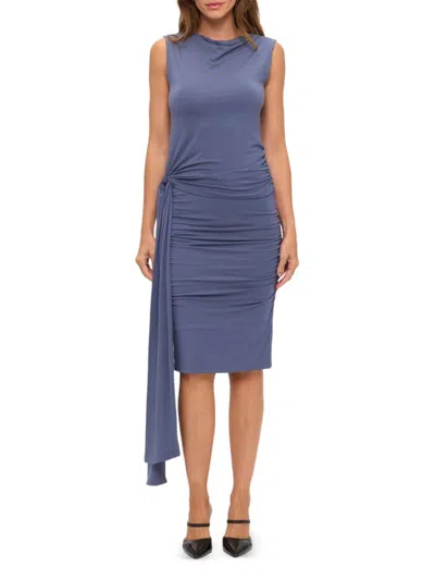 Renee C Women's Side-tie Drape Sleeveless Top In Blue