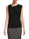 Renee C Women's Sleeveless Asymmetric Top In Black