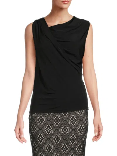 Renee C Women's Sleeveless Asymmetric Top In Black