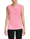 Renee C Women's Sleeveless Asymmetric Top In Pink