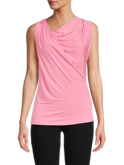 Renee C Women's Sleeveless Asymmetric Top In Pink