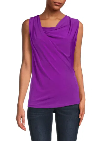 Renee C Women's Sleeveless Asymmetric Top In Purple