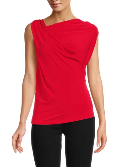 Renee C Women's Sleeveless Asymmetric Top In Red