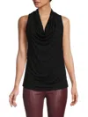 Renee C Women's Sleeveless Cowlneck Top In Black