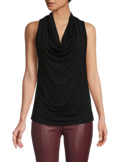 Renee C Women's Sleeveless Cowlneck Top In Black