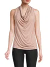Renee C Women's Sleeveless Cowlneck Top In Taupe