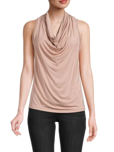 Renee C Women's Sleeveless Cowlneck Top In Taupe