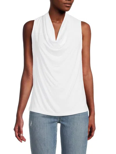 Renee C Women's Sleeveless Cowlneck Top In White