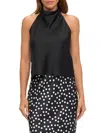 Renee C Women's Sleeveless Satin Halter Top In Black