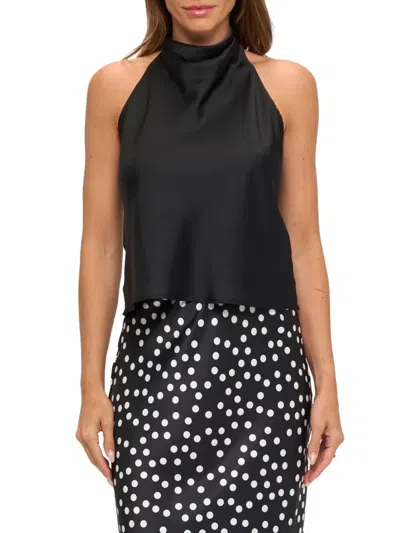 Renee C Women's Sleeveless Satin Halter Top In Black