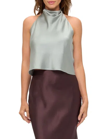 Renee C Women's Sleeveless Satin Halter Top In Gray