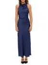 Renee C Women's Sleeveless Satin Maxi Dress In Blue