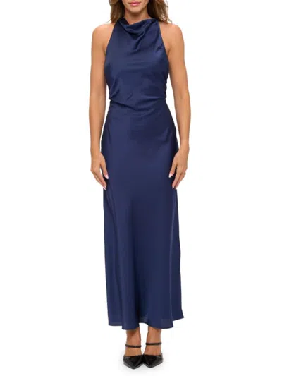 Renee C Women's Sleeveless Satin Maxi Dress In Blue