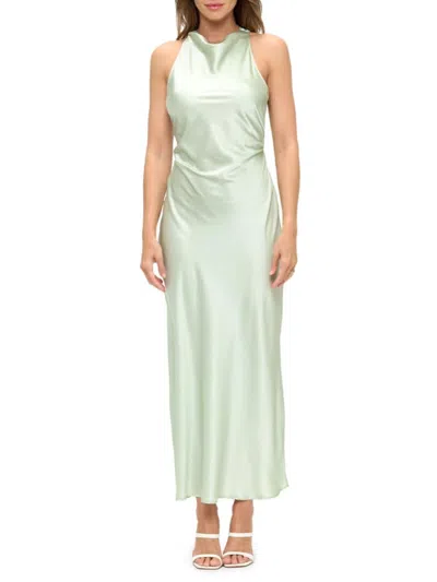 Renee C Women's Sleeveless Satin Maxi Dress In Green