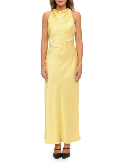 Renee C Women's Sleeveless Satin Maxi Dress In Yellow