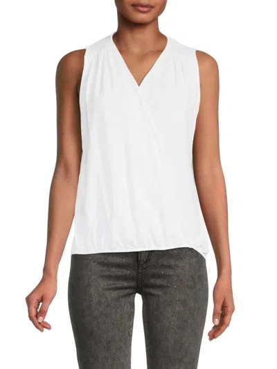 Renee C Women's Sleeveless Surplice Top In White