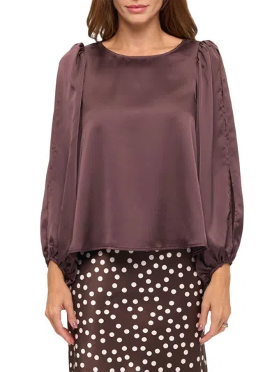 RENEE C WOMEN'S SLIT SLEEVE SATIN TOP