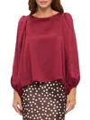 Renee C Cutout Long Sleeve Satin Top In Burgundy