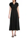 Renee C Women's Smocked Waist Midaxi Flare Dress In Black