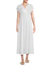 Renee C Women's Smocked Waist Midaxi Flare Dress In White