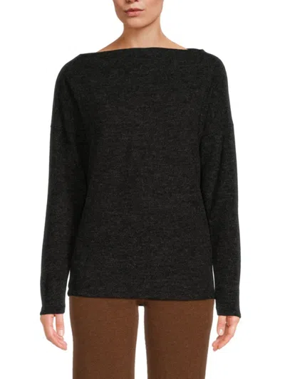 Renee C Women's Solid Boatneck Top In Charcoal