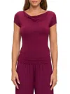 Renee C Women's Solid Cowlneck Knit Top In Red