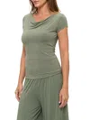 Renee C Women's Solid Cowlneck Knit Top In Green