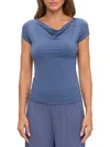 Renee C Women's Solid Cowlneck Knit Top In Blue