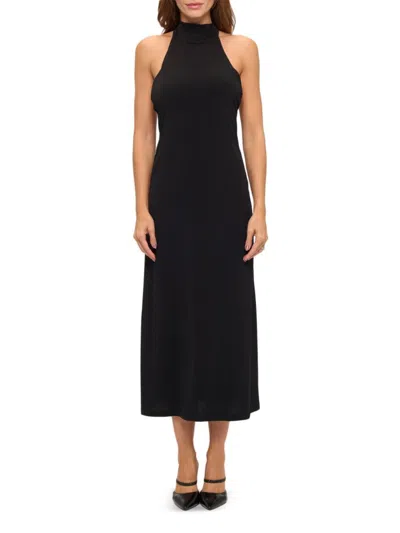 Renee C Women's Solid Halterneck Midi-dress In Blue