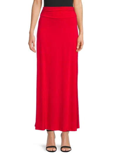 Renee C Women's Solid Maxi Skirt In Red