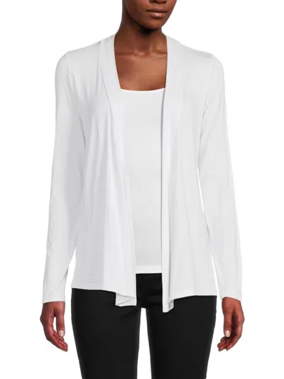 Renee C Women's Solid Open Front Cardigan In Ivory