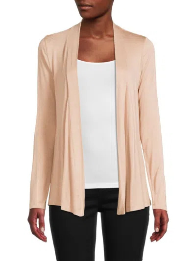 Renee C Women's Solid Open Front Cardigan In Taupe