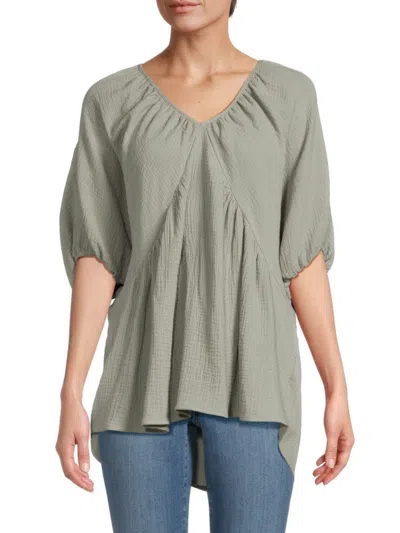 Renee C Women's Solid Puff Sleeve Top In Sage