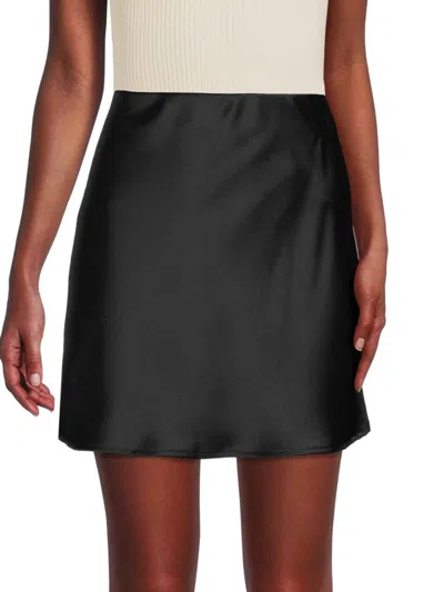 Renee C Women's Solid Satin Mini Skirt In Black