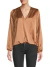 Renee C Women's Surplice Neckline Blouson Top In Caramel