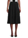 Renee C Women's Solid Tiered Midi Skirt In Black