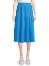 Renee C Women's Solid Tiered Midi Skirt In Blue
